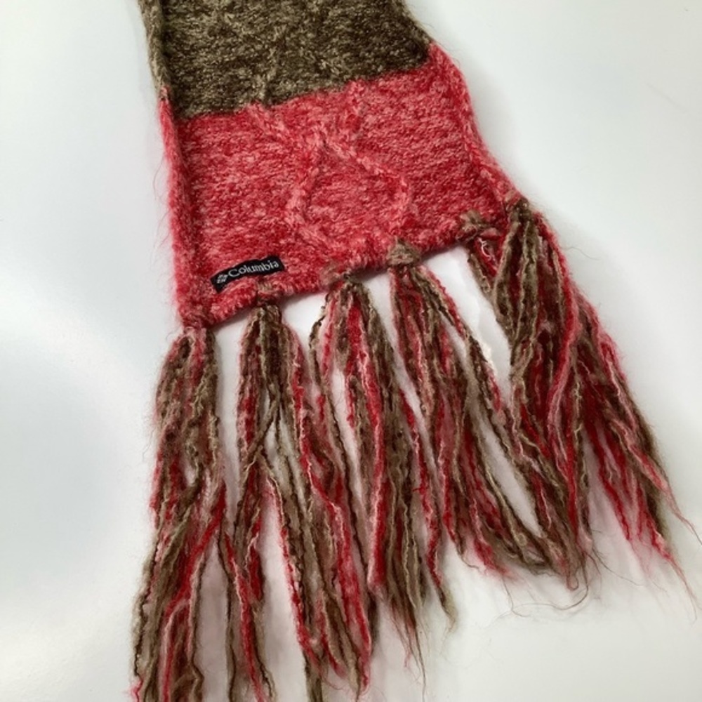 Columbia wide stripes knit scarf with long fringes unisex size 82X6 EUC - Picture 3 of 6